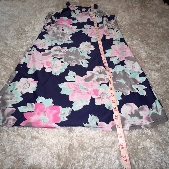 Aryeh Navy Tropical Print Slip On A Frame Dress is Bright Colors - Size Small - Picture 7 of 8